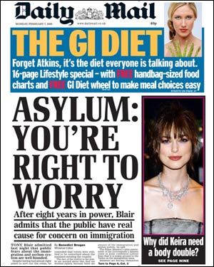 The front page of the Daily Mail on the .